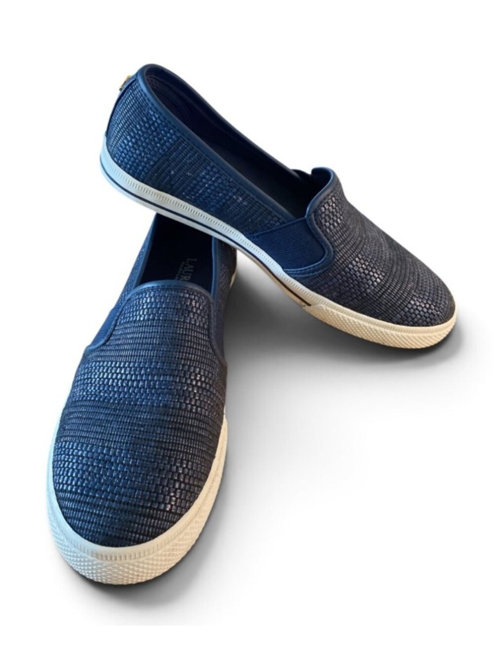 Lauren Ralph Lauren Women’s Jinny Slip On Sneakers Sz 8 Textured Textile Navy